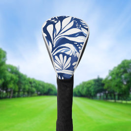 Blauwe Botanische Waterverf Bloemen Golfheadcover