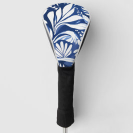 Blauwe Botanische Waterverf Bloemen Golfheadcover