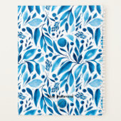 Blauwe Botanische Waterverf Bloemstuk 2026 Aanpasb Planner (Achterkant)