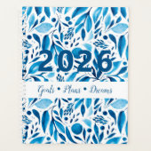 Blauwe Botanische Waterverf Bloemstuk 2026 Aanpasb Planner (Voorkant)