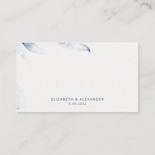 Blauwe botanische waterverf eenvoudig online RSVP Informatiekaartje (Achterkant)