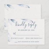 Blauwe botanische waterverf eenvoudige elegante br RSVP kaartje (Voorkant / Achterkant)