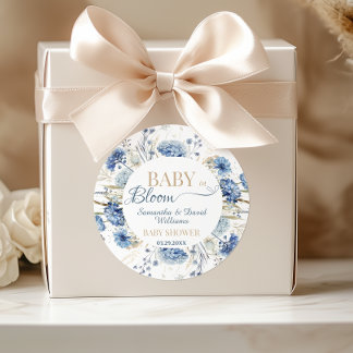 Blauwe Botanische Wilde Bloem Baby in Bloom Baby S Ronde Sticker