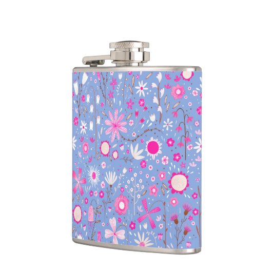  blauwe botanische wilde bloem heupfles (Links)