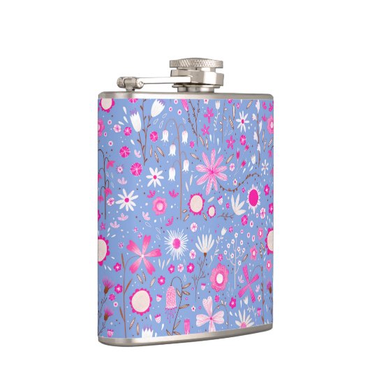 blauwe botanische wilde bloem heupfles (Rechts)