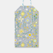blauwe botanische wilde bloemen cadeaulabel (Voorkant)