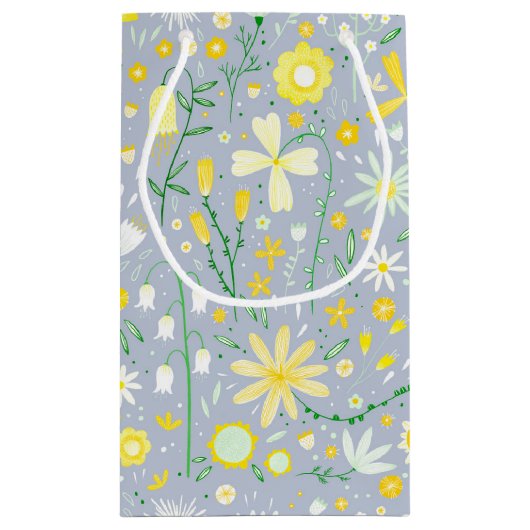 blauwe botanische wilde bloemen klein cadeauzakje (Achterkant)