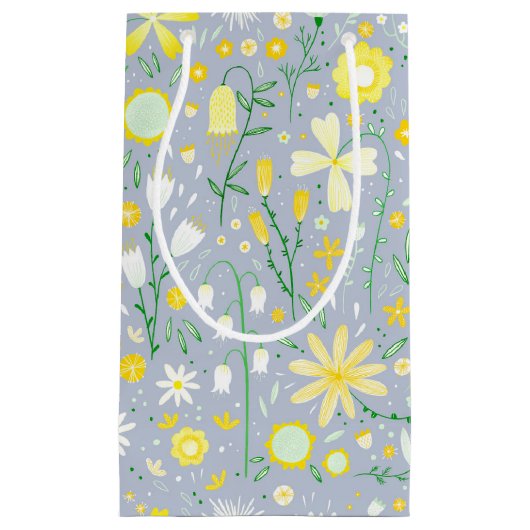  blauwe botanische wilde bloemen klein cadeauzakje (Voorkant)