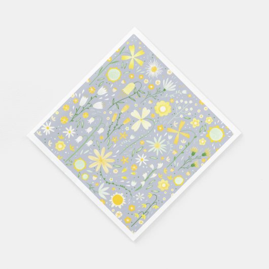  blauwe botanische wilde bloemen servet (Hoek)