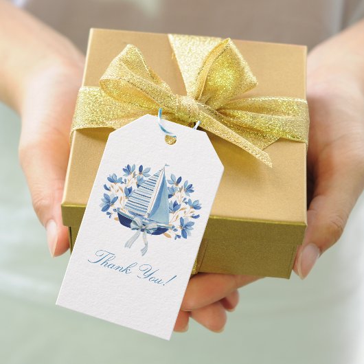 Blauwe boten & boegen cadeaulabel