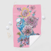 Blauwe boten Waterverf roze Golfhanddoek (Insitu)