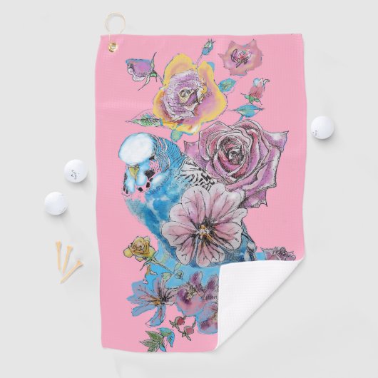 Blauwe boten Waterverf roze Golfhanddoek (Insitu)