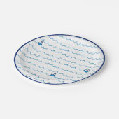 Blauwe boten Waves Summer Party Nautical Ship Papieren Bordje (Gekanteld)