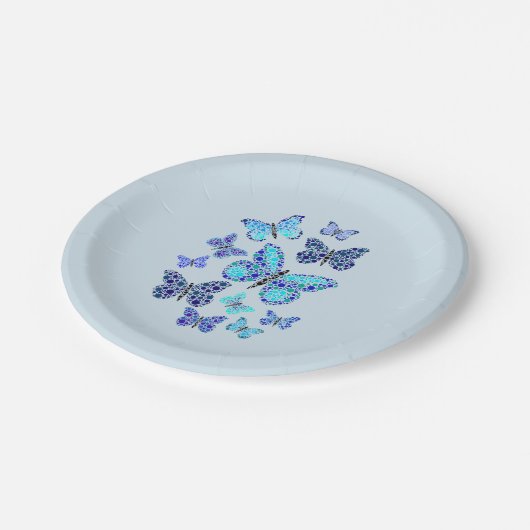 Blauwe boter in Stip Papieren Bordje (Gekanteld)