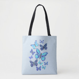 Blauwe boter in Stip Tote Bag