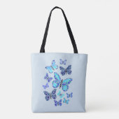 Blauwe boter in Stip Tote Bag (Achterkant)