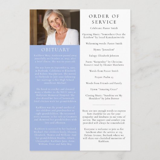 Blauwe boter | Memorial Programmakaart (Achterkant)