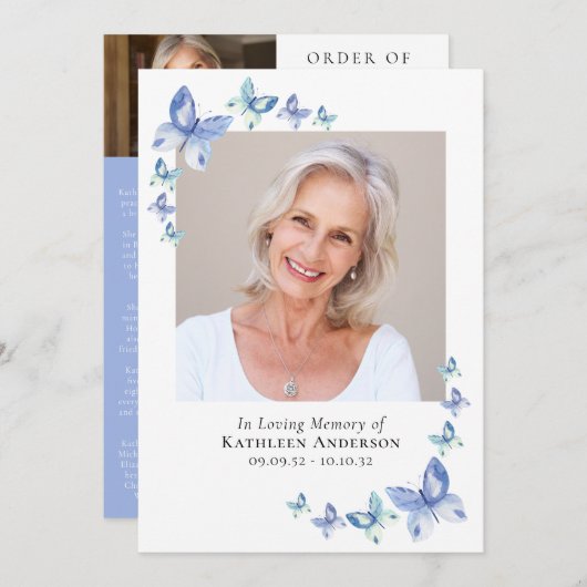 Blauwe boter | Memorial Programmakaart (Voorkant / Achterkant)