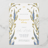 blauwe boterbloem folie uitnodiging (Voorkant)