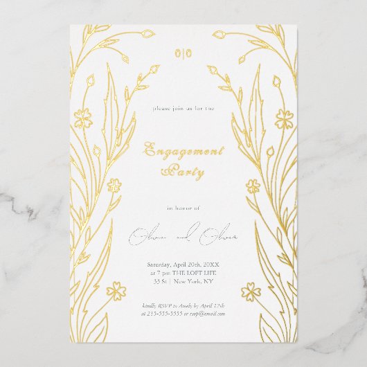 blauwe boterbloem folie uitnodiging (Voorkant)