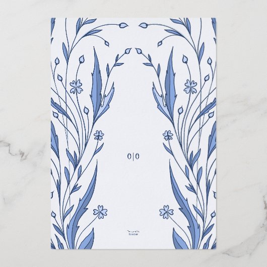 blauwe boterbloem folie uitnodiging (Achterkant)