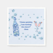 Blauwe Bougie Champagne fles offerte Servet (Voorkant)