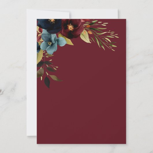 Blauwe Bourgogne Bloemenkruis Twee zijn één Christ Kaart (Achterkant)