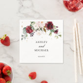 Blauwe Bourgogne en Roze Bloemen Boho Servetten (Insitu)