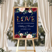 Blauwe Bourgogne Floral Gold Love Weduwen Welkom Poster