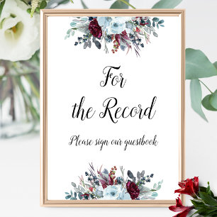 Blauwe Bourgogne Floral voor het kenteken Poster