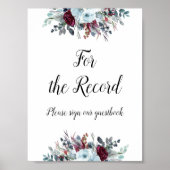 Blauwe Bourgogne Floral voor het kenteken Poster (Voorkant)