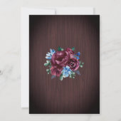 Blauwe Bourgondische String Lights Bloemen Hout Br Kaart (Achterkant)