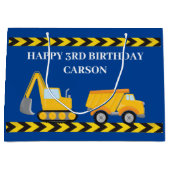 Blauwe bouw Vrachtwagen Jongens Custom Kids Verjaa Groot Cadeauzakje (Voorkant)