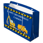 Blauwe bouw Vrachtwagen Jongens Custom Kids Verjaa Groot Cadeauzakje (Achterkant Gekanteld)
