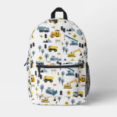 Blauwe bouw Vrachtwagens & Site Thema Jongens Bedrukte Rugzak (Voorkant)