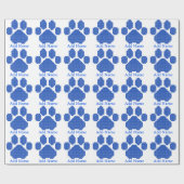 Blauwe Bouwstenen Hondenpoot Print Aangepaste Naam Cadeaupapier (Vlak)
