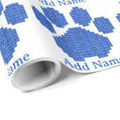 Blauwe Bouwstenen Hondenpoot Print Aangepaste Naam Cadeaupapier (Rol Hoek)