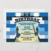 Blauwe bouwstenen Kasteel Birthday-uitnodigingen Kaart (Voorkant)