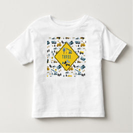 Blauwe Bouwtrucks & Bouwterrein Thema Patroon Leef Kinder Shirts