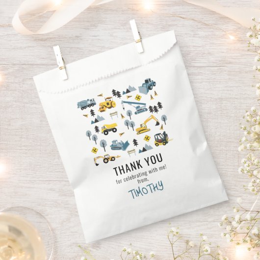 Blauwe Bouwvrachtwagens & Site Verjaardagsfeestje Bedankzakje (Geknipt)