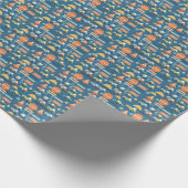 Blauwe bouwwagen, peuterspeelster cadeaupapier (Hoek)