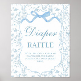 Blauwe Bow Baby shower Jongen Luier teken Poster