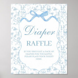 Blauwe Bow Baby shower Jongen Luier teken Poster