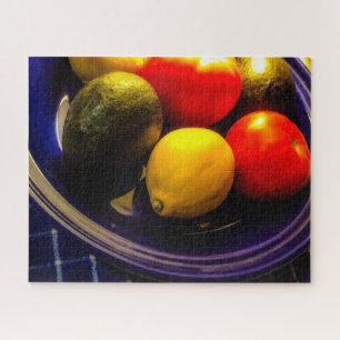 Blauwe Bowl van fruitpuzzels Legpuzzel