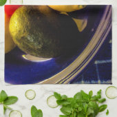 Blauwe Bowl van keukenafval en fruit Theedoek (Gevouwen)