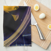 Blauwe Bowl van keukenafval en fruit Theedoek (Quarter Fold)