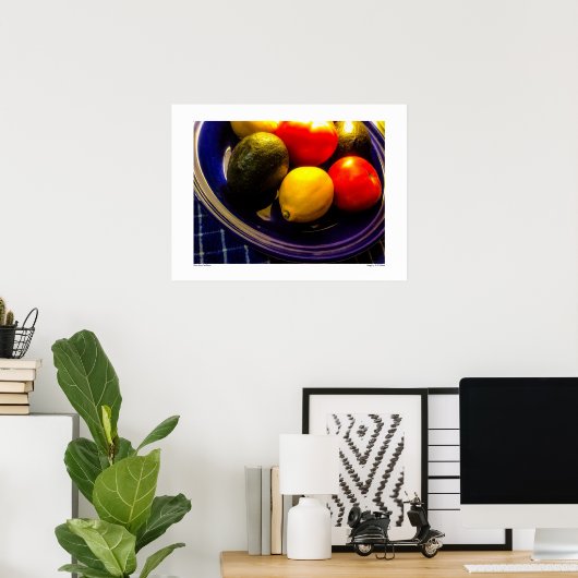 Blauwe Bowl van Poster van fruit (Thuiskantoor)