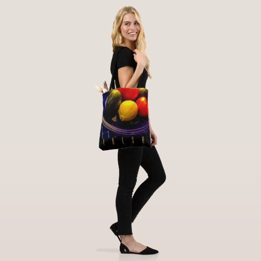 Blauwe Bowl van Tas van fruit (Op model)