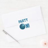 Blauwe Bowling Ball Party over Sticker (Envelop)