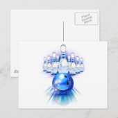 Blauwe bowling briefkaart (Voorkant / Achterkant)